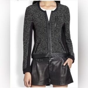 Rag & Bone Paula black knit moto jacket; size M